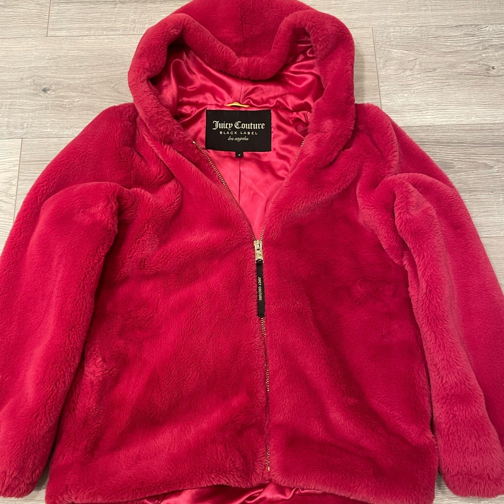 Juicy Couture Hot Pink Black Label Faux Fur Jacket